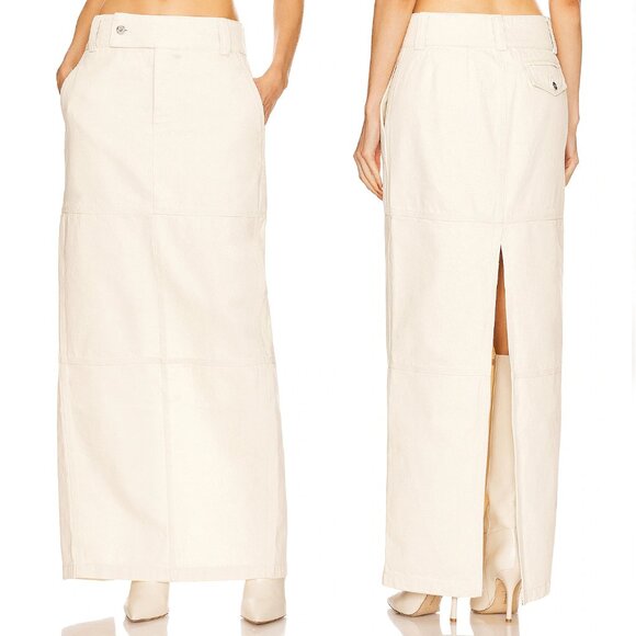 Helsa Maxi Skirt Cotton Denim Ecru Size XL NEW NWT - Picture 1 of 12